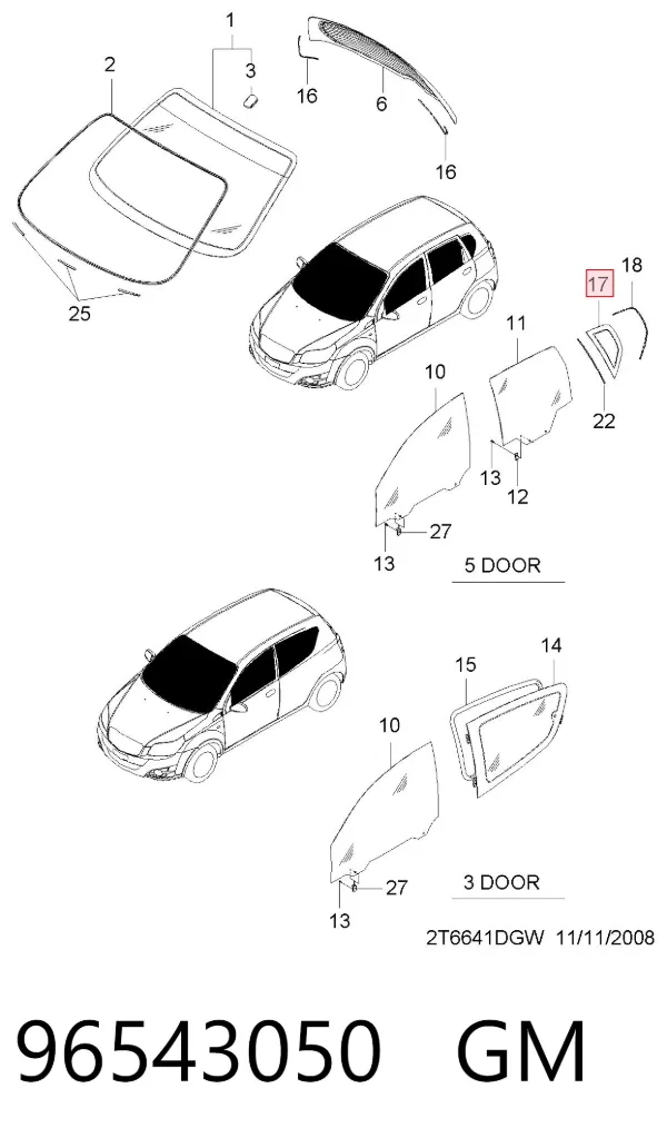 Скло багажного відсіку, ліве 96543050 General Motors