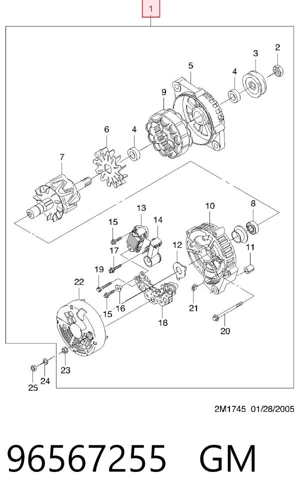 Генератор 96567255 General Motors
