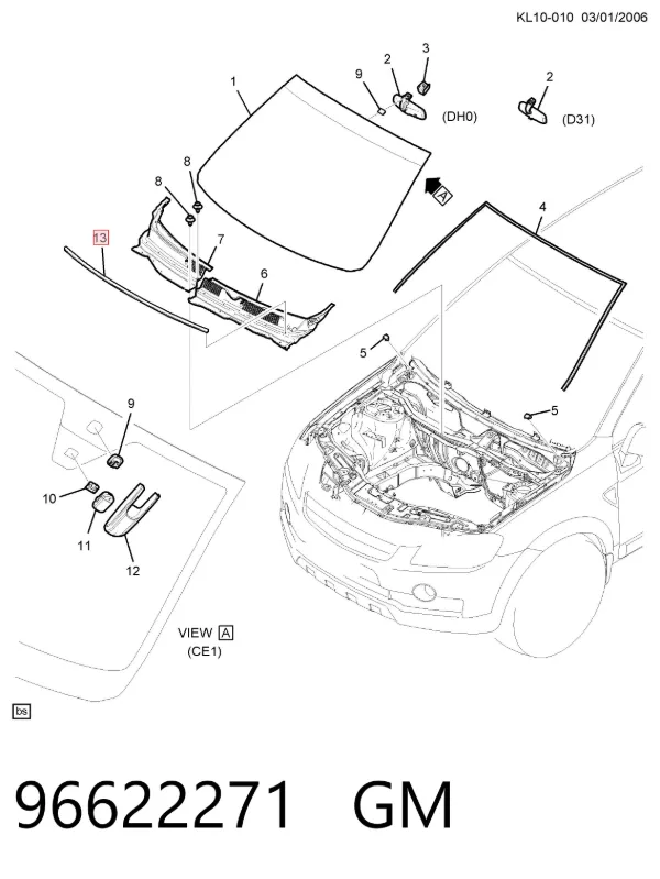 Лобове скло 96622271 General Motors