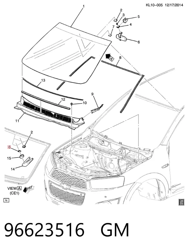 Дзеркало салону 96623516 General Motors