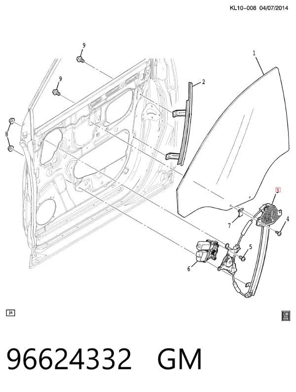 Склопідйомник передньої лівої двері 96624332 General Motors