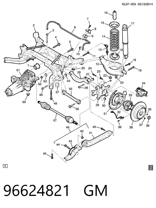Піввісь задня, ліва 96624821 General Motors