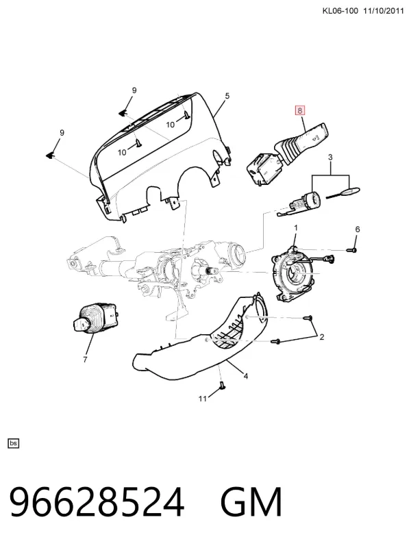 Перемикач підрульовий, правий 96628524 General Motors