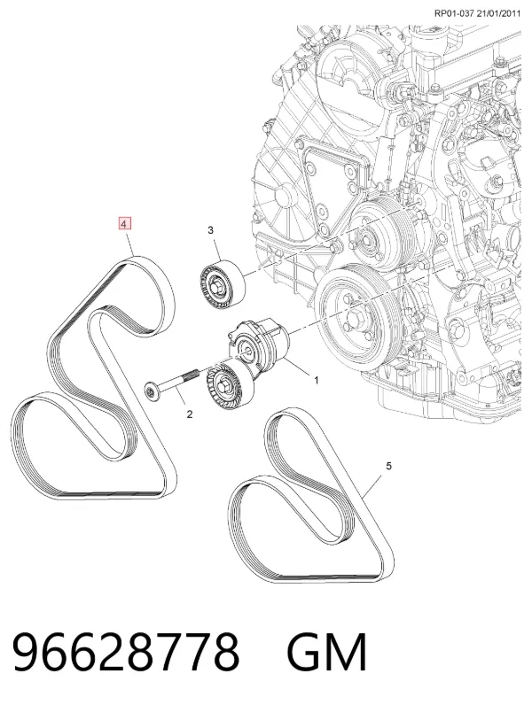 Ремінь генератора 96628778 General Motors