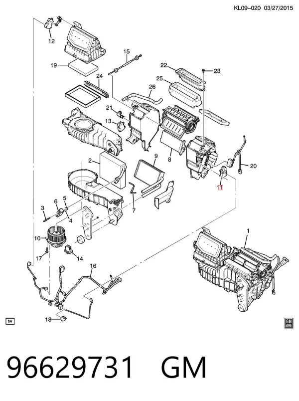 Привід заслінки печі 96629731 General Motors
