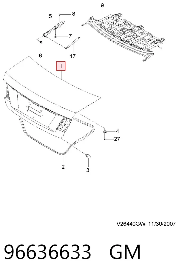 Кришка багажника 96636633 General Motors