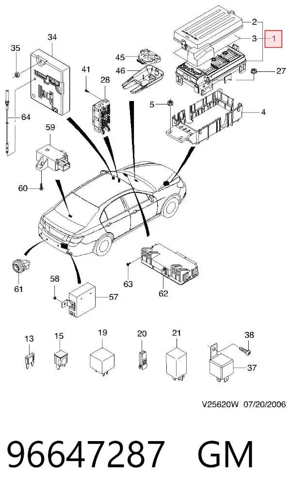 Блок запобіжників 96647287 General Motors