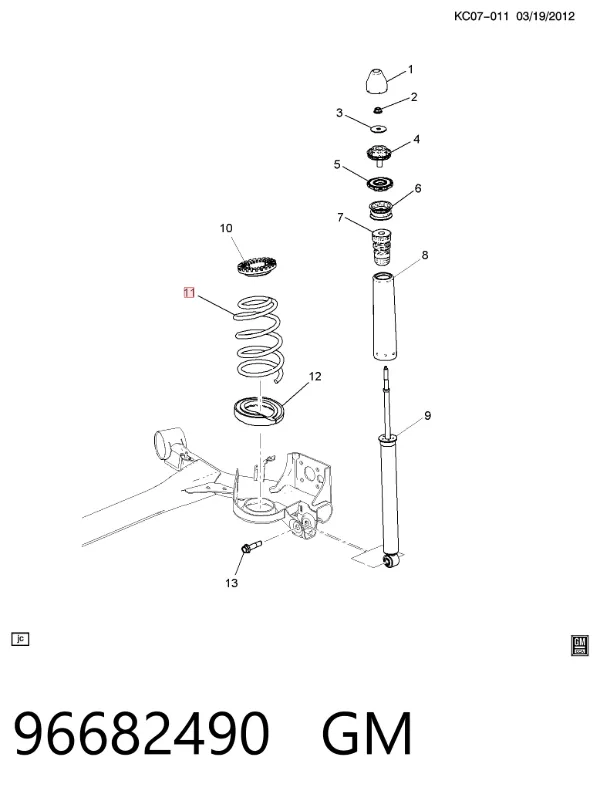 Задні пружини 96682490 General Motors