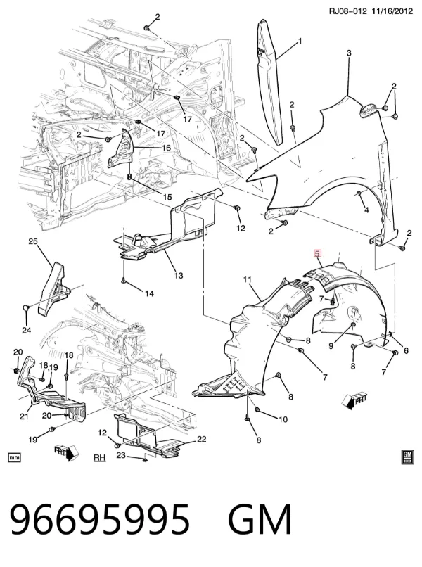 Підкрилок передній правий 96695995 General Motors