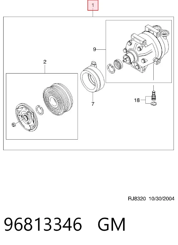 Компресор кондиціонера 96813346 General Motors