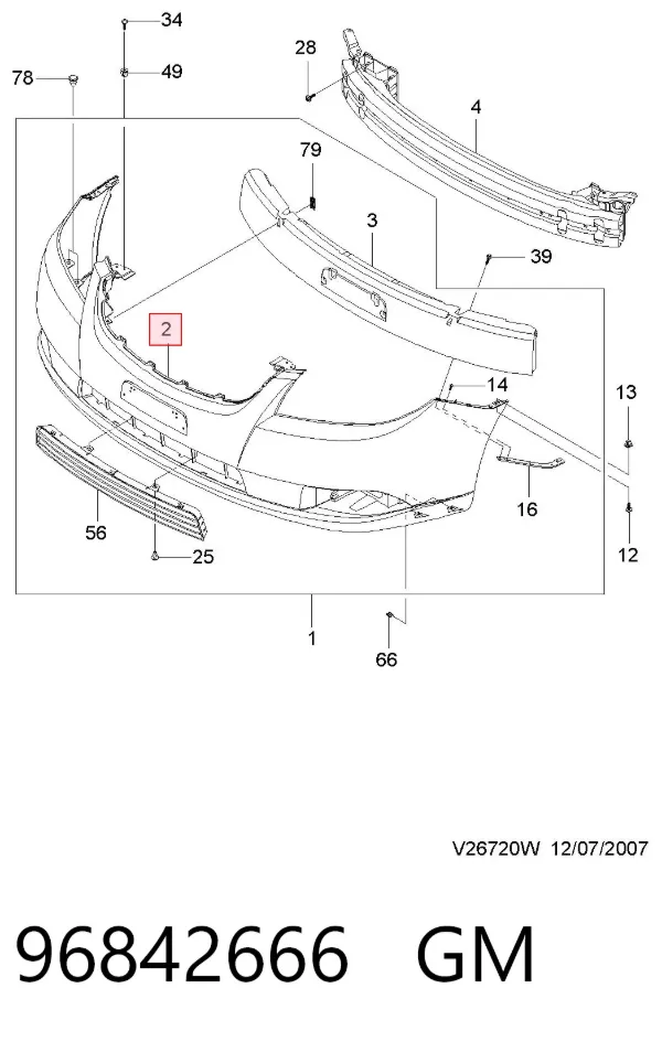 Передній бампер 96842666 General Motors