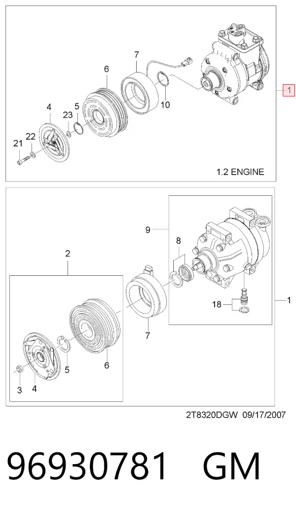 Компресор кондиціонера 96930781 General Motors
