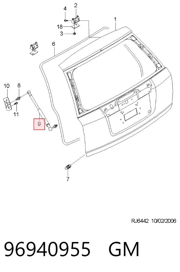 Амортизатор багажника 96940955 General Motors