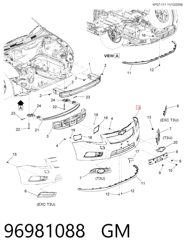 Передній бампер 96981088 General Motors