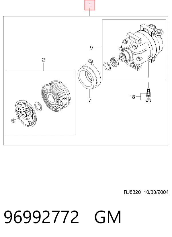 Компресор кондиціонера 96992772 General Motors