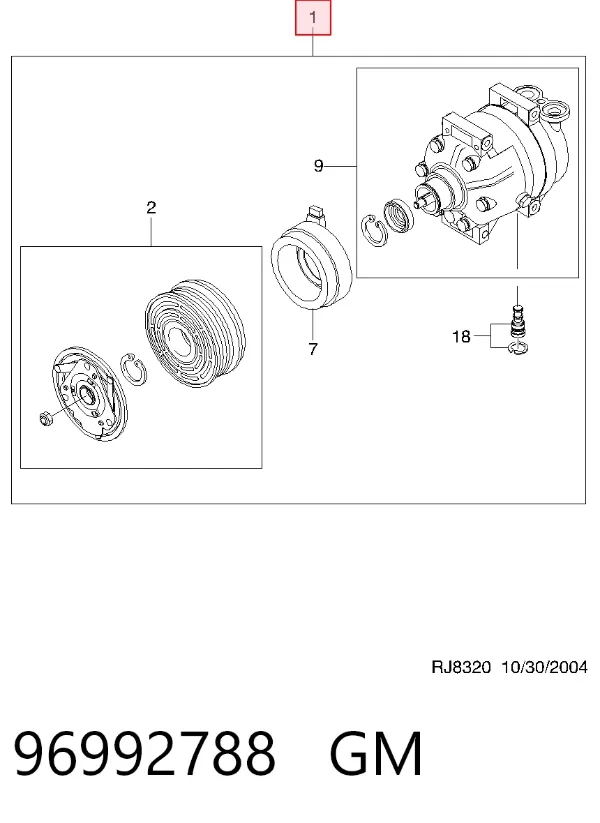Компресор кондиціонера 96992788 General Motors