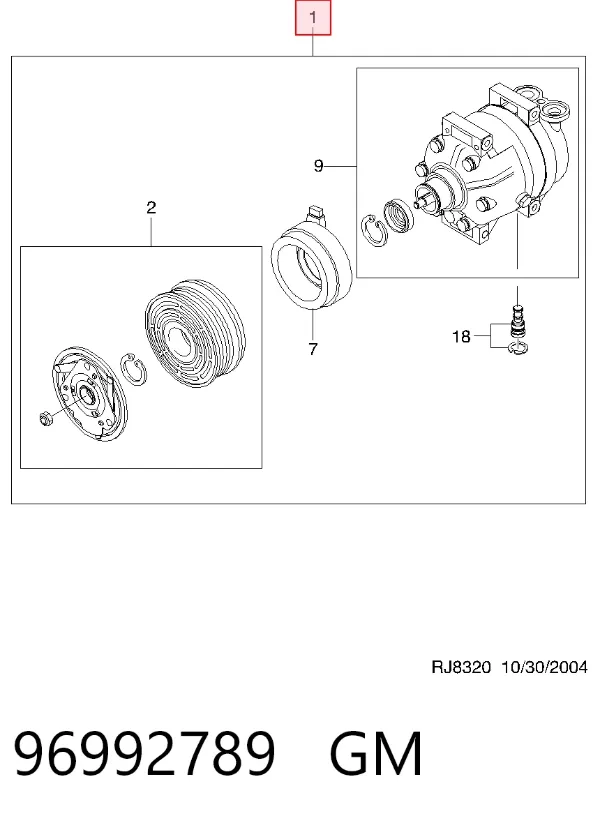 Компресор кондиціонера 96992789 General Motors