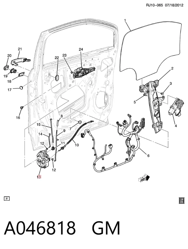Замок дверки правої передньої A046818 General Motors