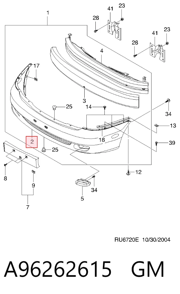 Передній бампер A96262615 General Motors
