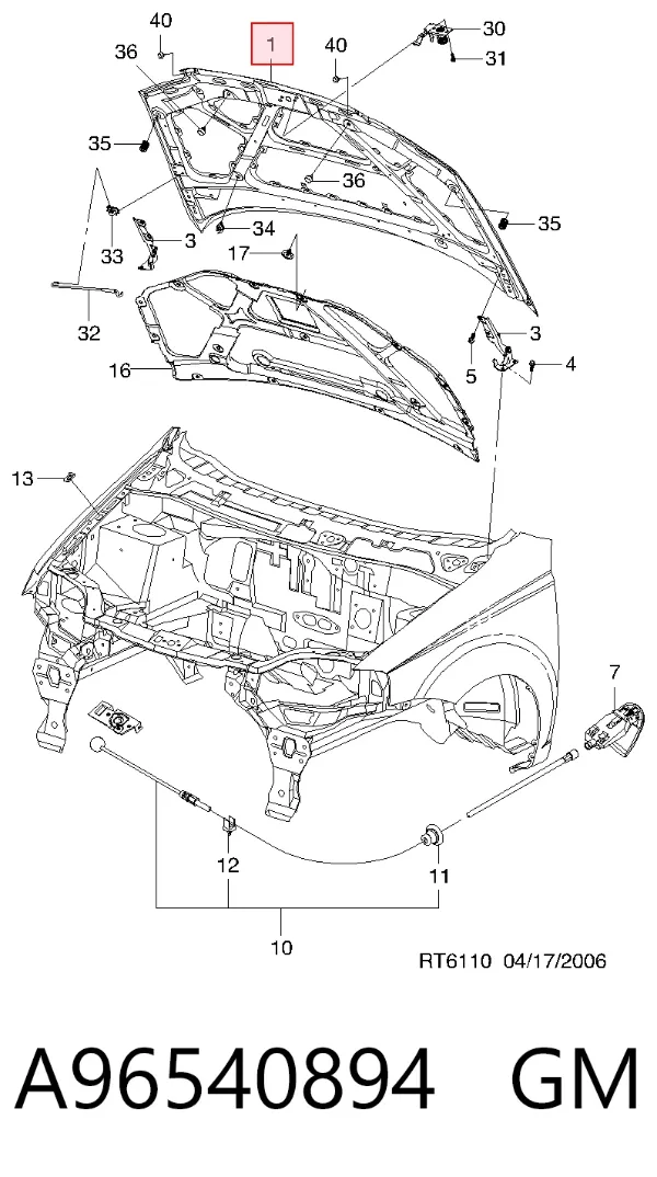 Капот A96540894 General Motors