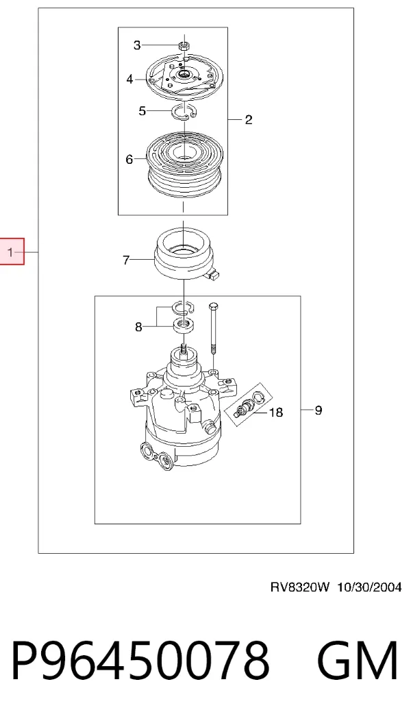 Компресор кондиціонера P96450078 General Motors