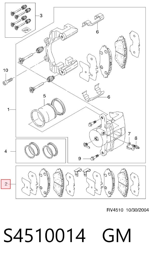 Передні тормозні колодки S4510014 General Motors