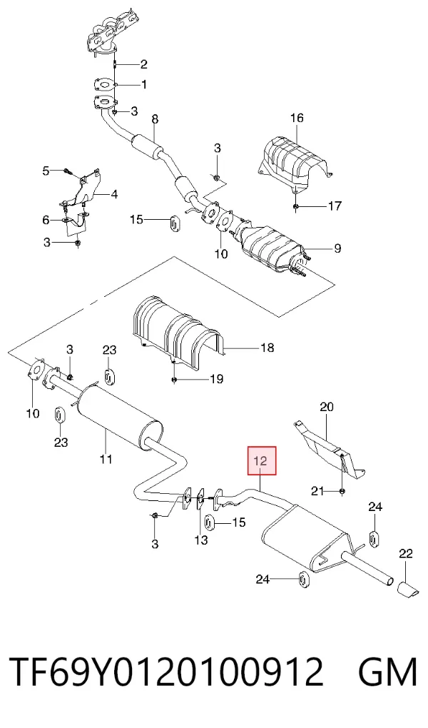 Глушник, задня частина TF69Y0120100912 General Motors