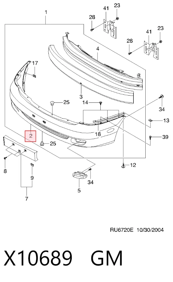 Передній бампер X10689 General Motors