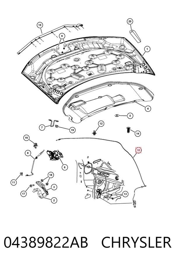 Трос капота 04389822AB Chrysler