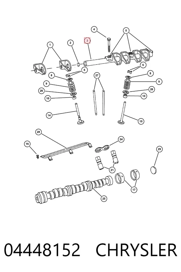Вісь коромисла рокерів 04448152 Chrysler