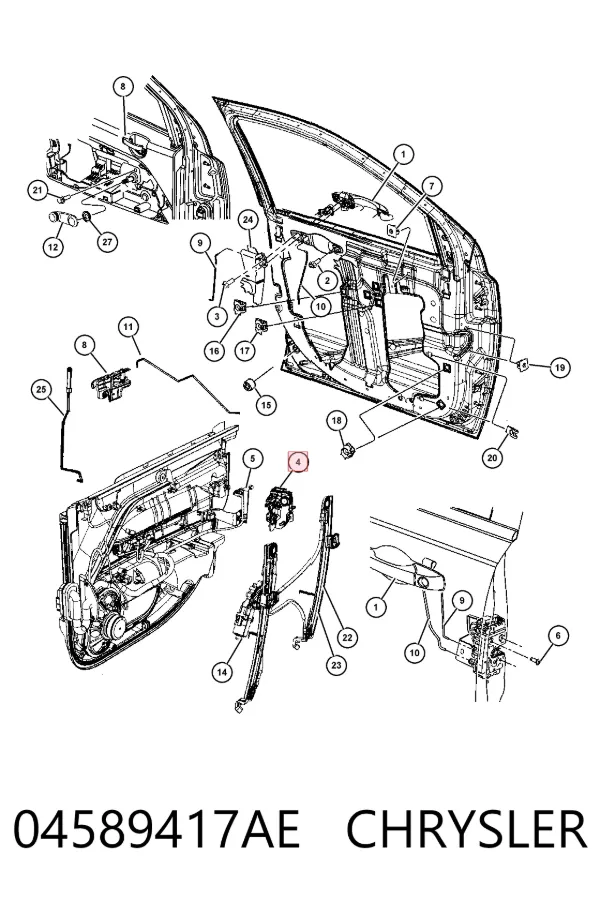 Замок передньої лівої двері K04589417AH Fiat/Alfa/Lancia
