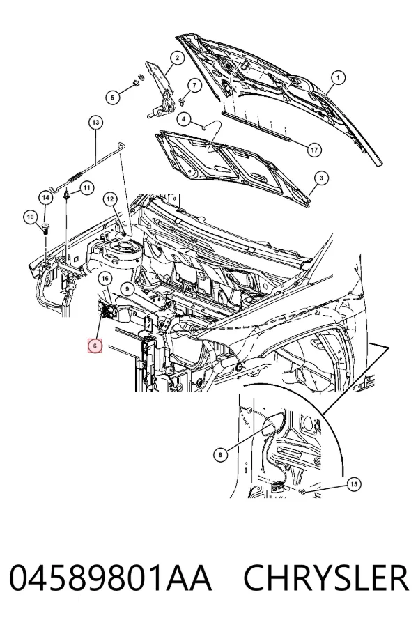 Замок капота 04589801AA Chrysler
