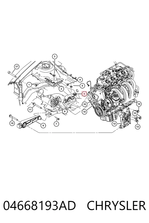 Подушка (опора) двигуна, права верхня 04668193AD Chrysler