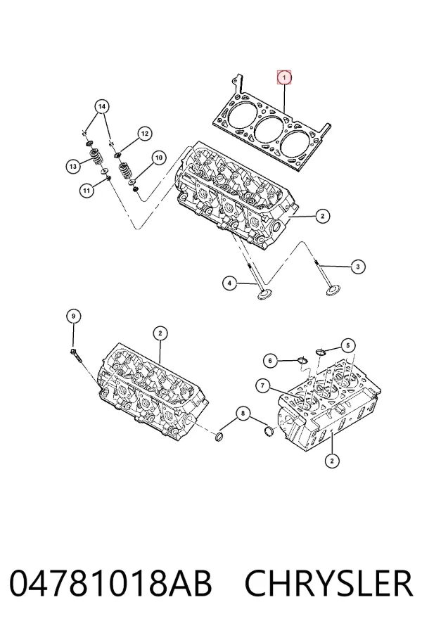 Прокладка головки блока циліндрів (ГБЦ), ліва 04781018AB Chrysler