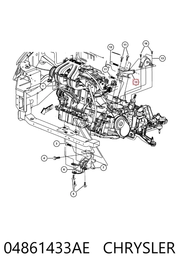 Кронштейн подушки (опори) двигуна, правої 04861433AE Chrysler