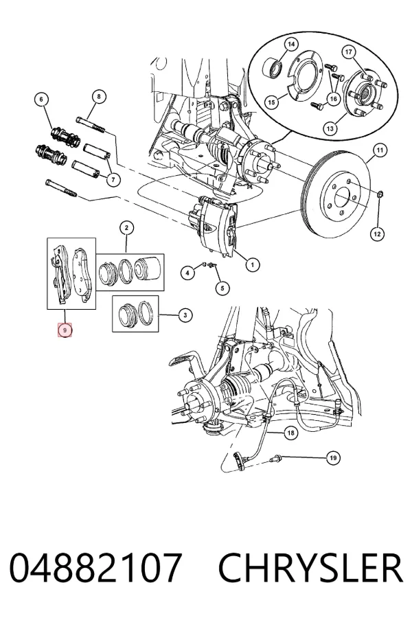 Передні тормозні колодки 04882107 Chrysler