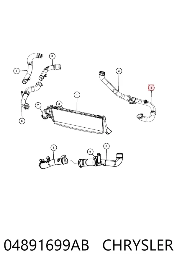 Шланг/патрубок интеркуллера K04891699AD Fiat/Alfa/Lancia