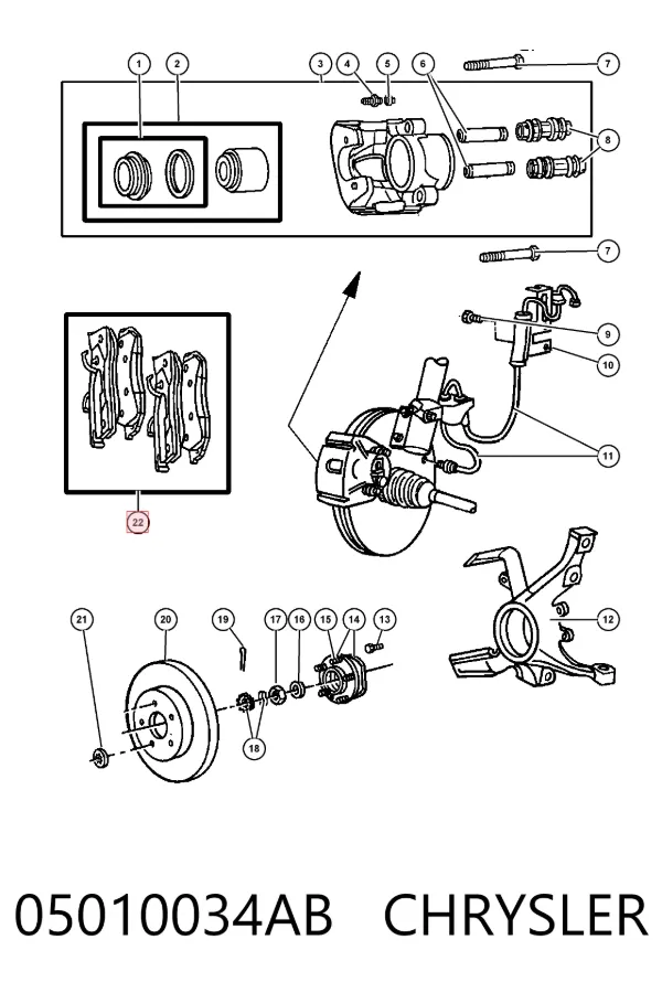 Передні тормозні колодки 05010034AB Chrysler