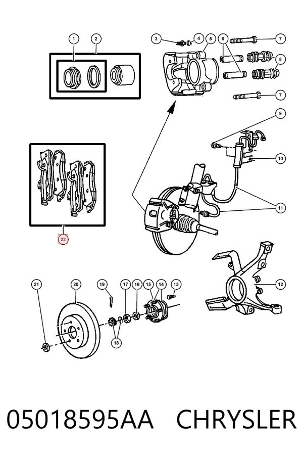 Передні тормозні колодки 05018595AA Chrysler