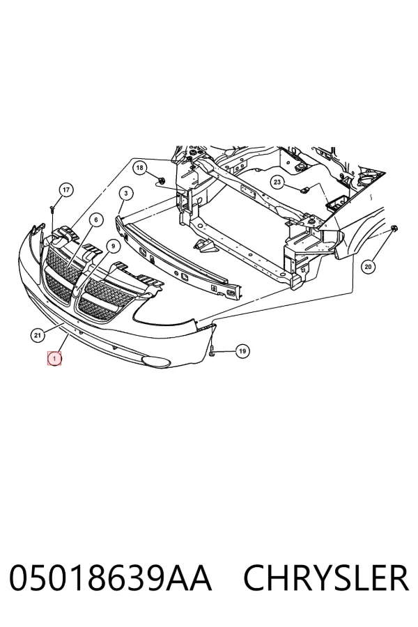 Передній бампер 05018639AA Chrysler