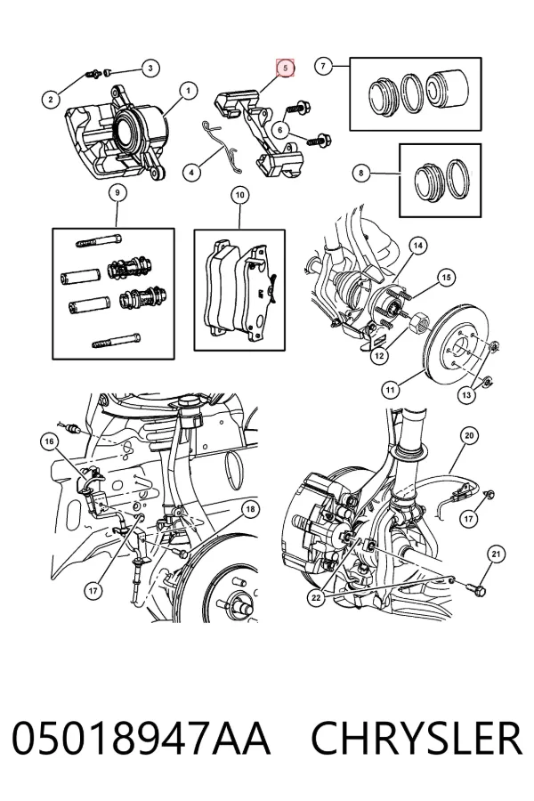 Скоба супорту переднього 05018947AA Chrysler