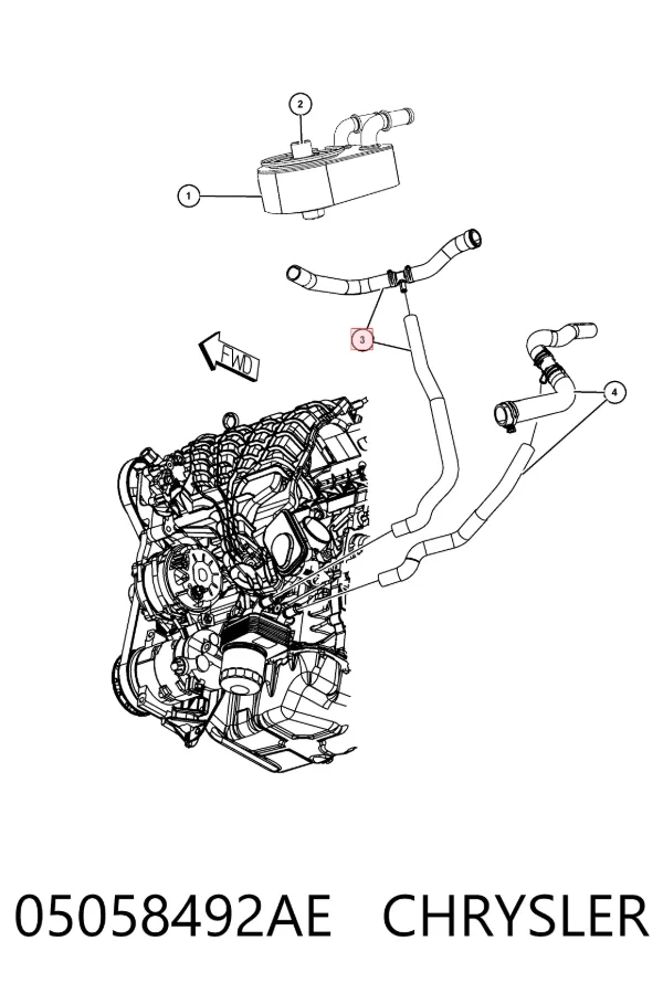 Шланг/патрубок радіатора охолодження, верхній 05058492AE Chrysler