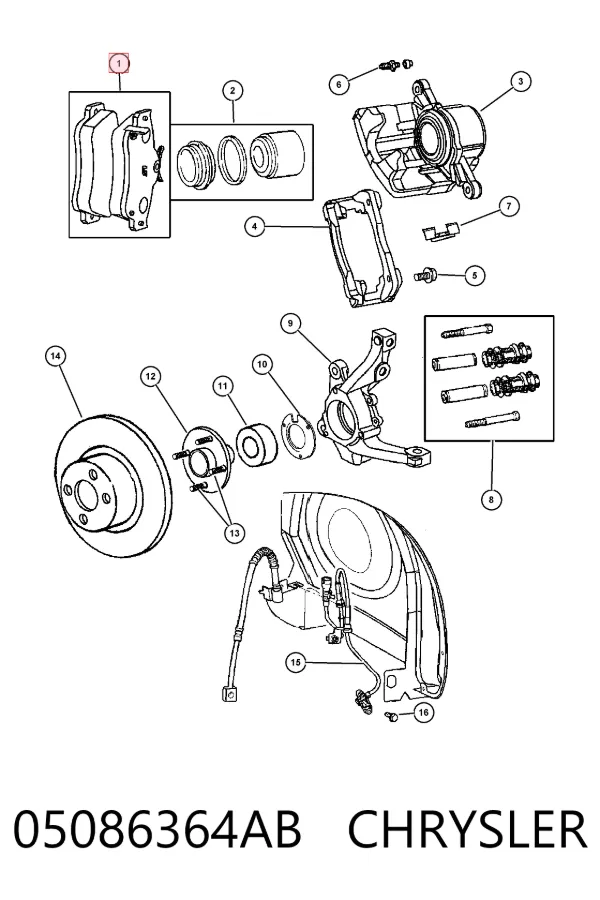 Передні тормозні колодки 05086364AB Chrysler