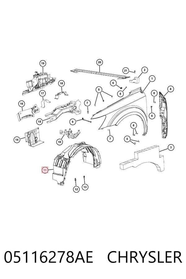 Підкрилок передній правий 05116278AE Chrysler