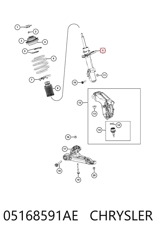 Амортизатора передній лівий K05168591AF Fiat/Alfa/Lancia