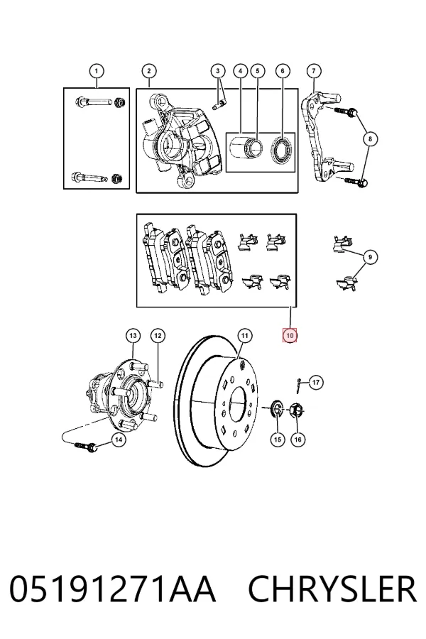 Задні гальмівні колодки 05191271AA Chrysler