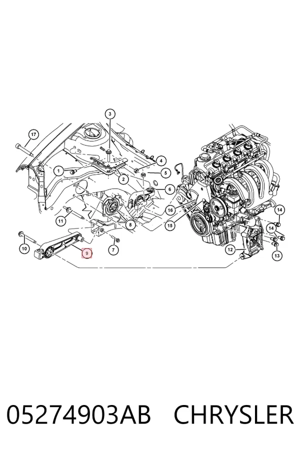 Подушка двигуна передня 05274903AB Chrysler