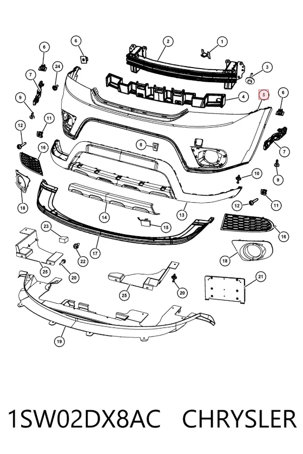 Бампер передній, верхня частина 1SW02DX8AC Chrysler