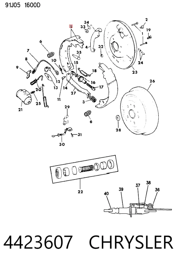 Колодки гальмові задні, барабанні 4423607 Chrysler