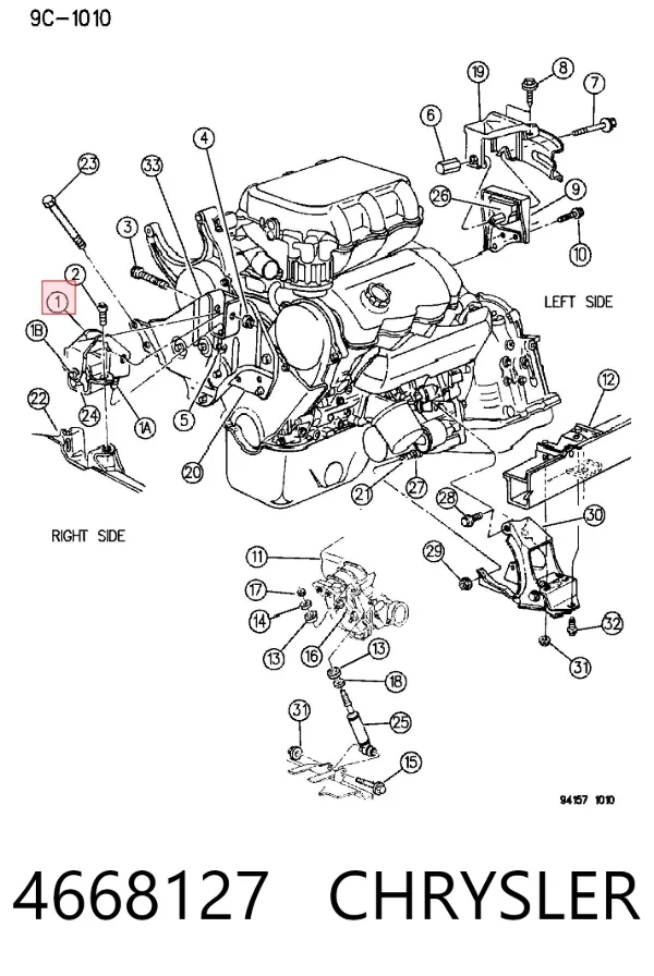 Подушка (опора) двигуна, права 4668127 Chrysler